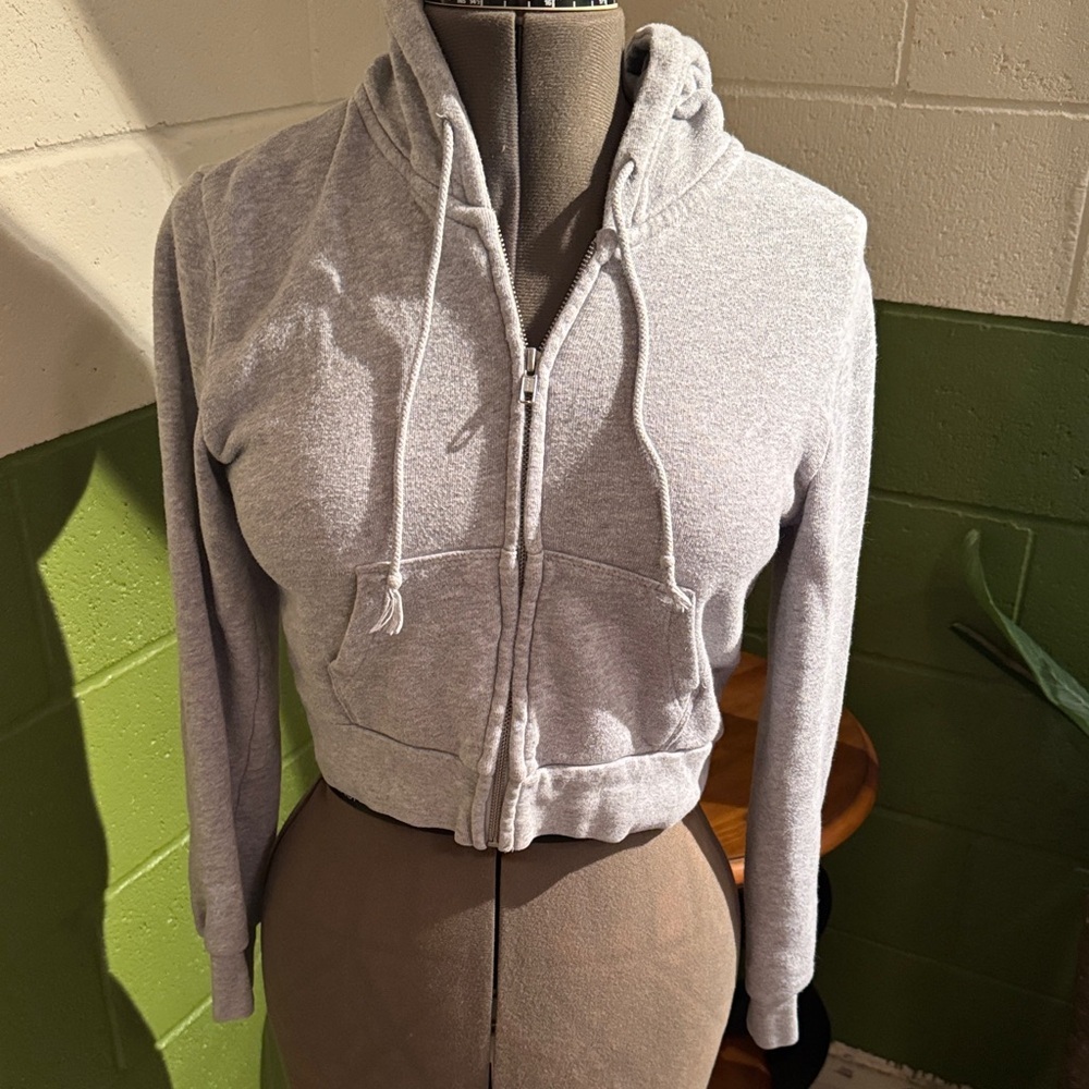 Brandy Melville Heather Gray Cropped Hoodie